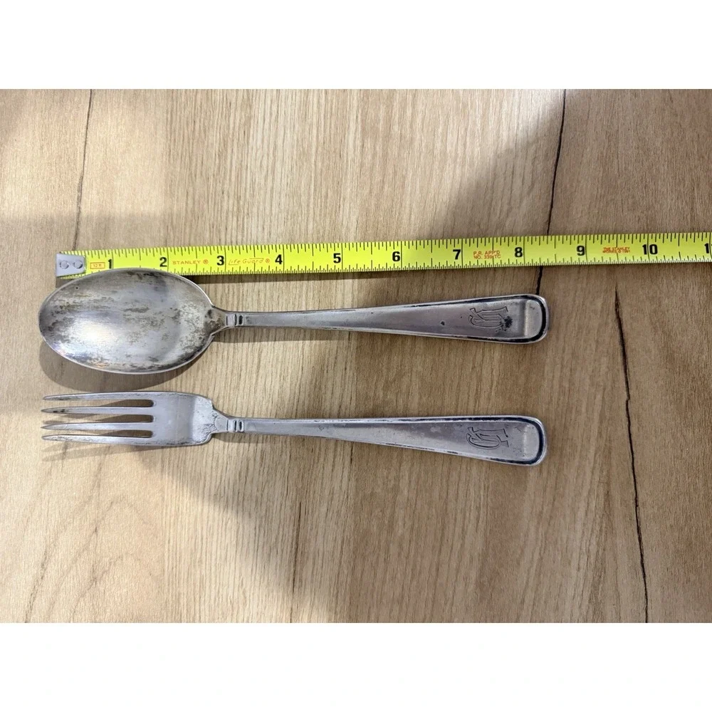 Vintage Antique 800 Silver Flatware Set Serving Utensils ‎ Fork Spoon 135g